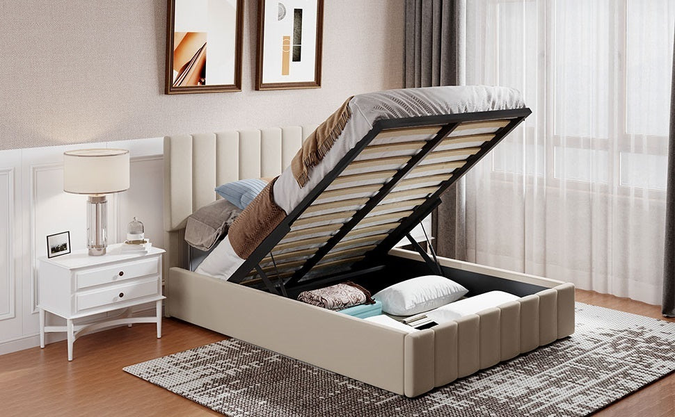 Full Upholstered Platform Bed with Hydraulic Storage By: Alabama Beds