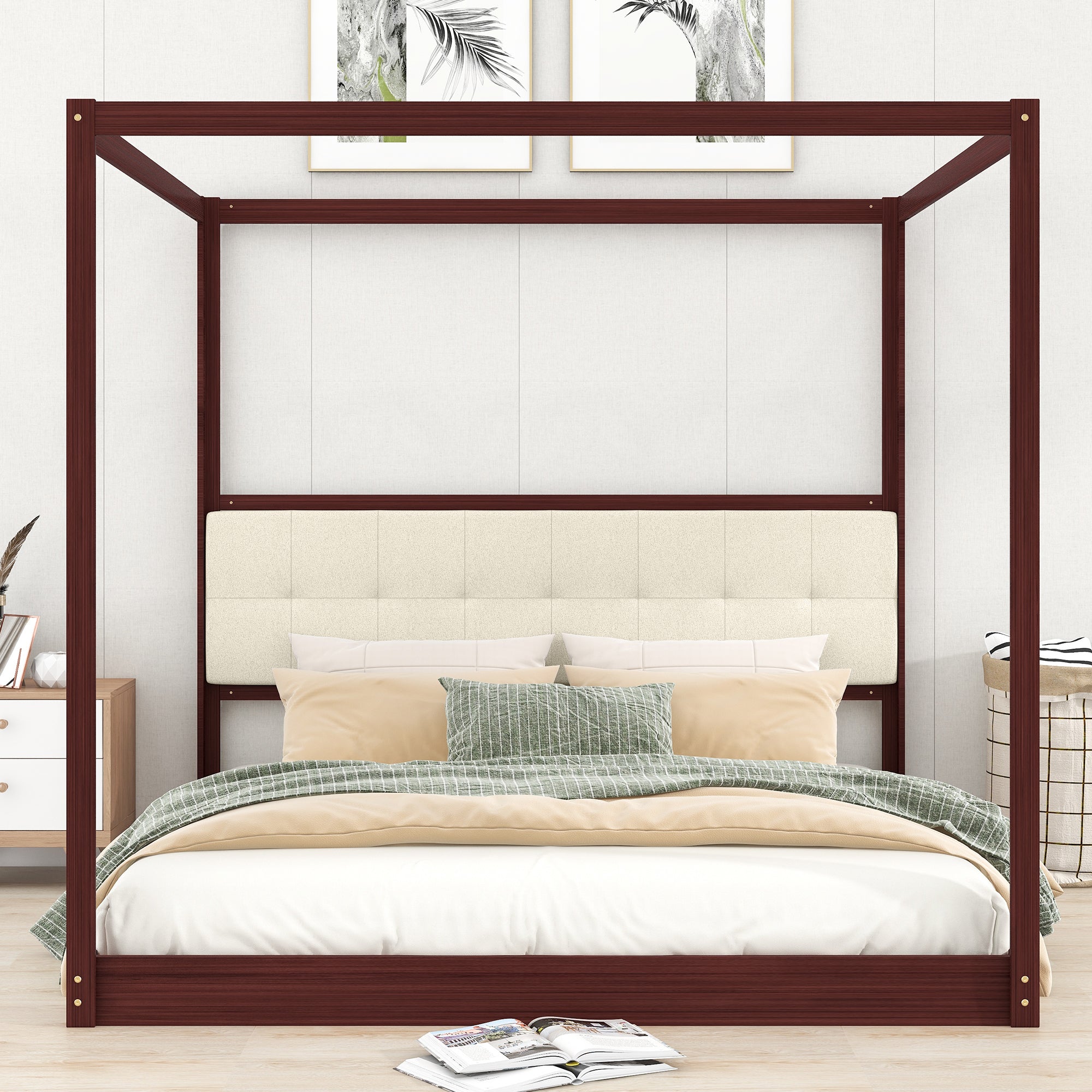 King Size Pine Wooden Canopy Bed Frame with Headboard By: Alabama Beds