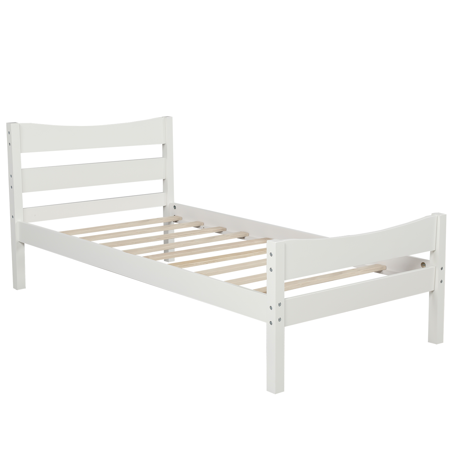 Twin-Size Wood Platform Bed with Headboard and Slat By: Alabama Beds