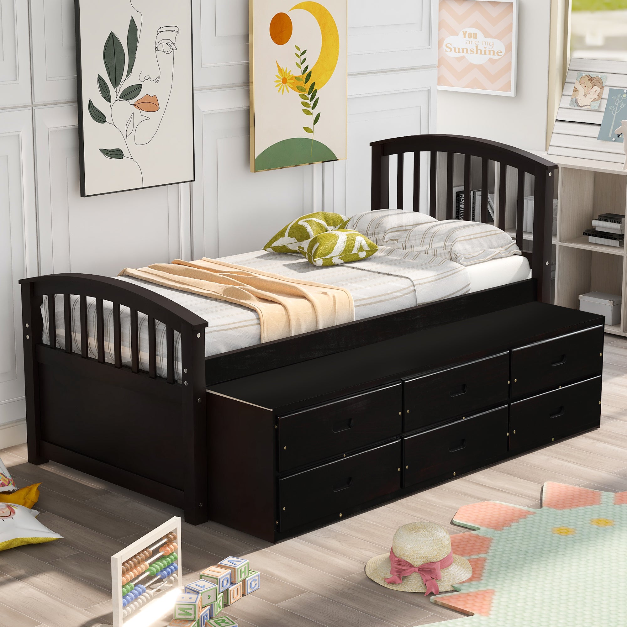 Twin-Size Solid Wood Platform Storage Drawers Bed By: Alabama Beds