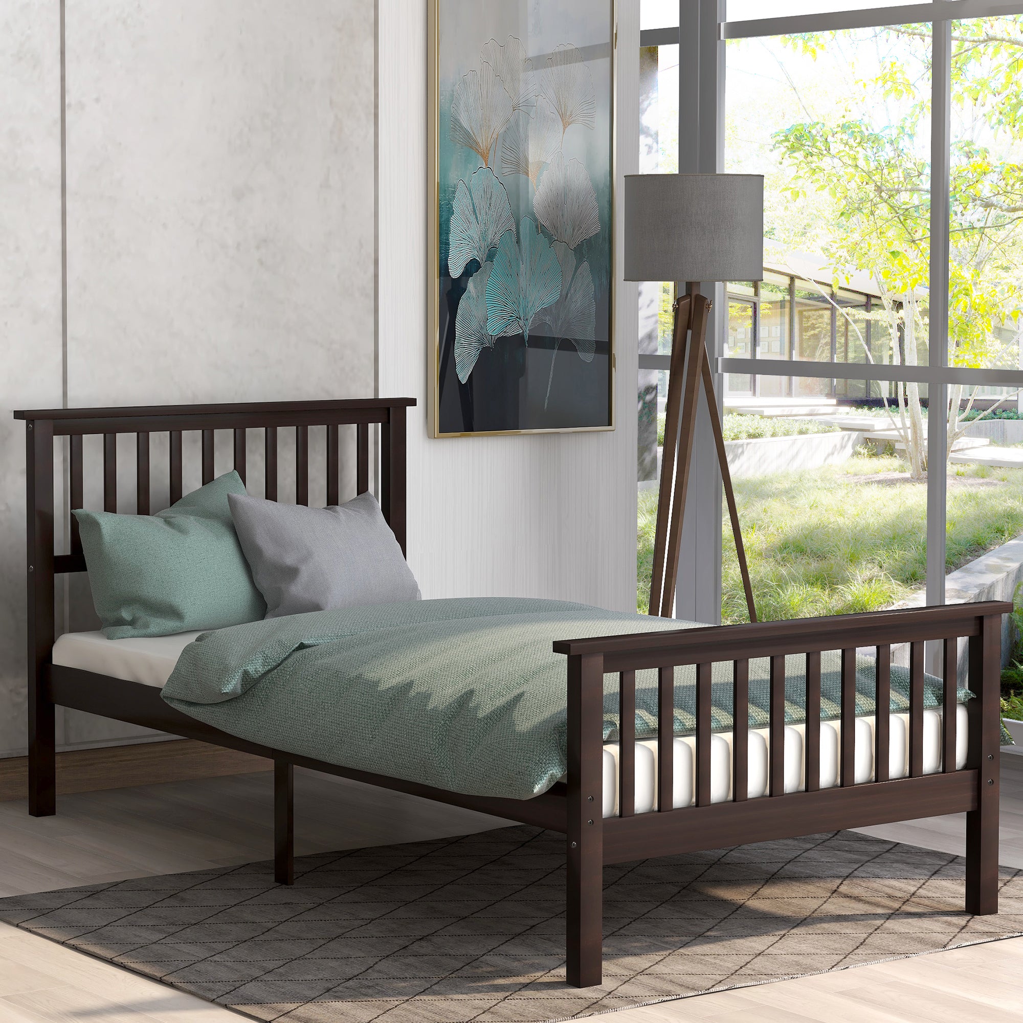 Twin Wood Platform Bed Frame with Headboard and Footboard By: Alabama Beds