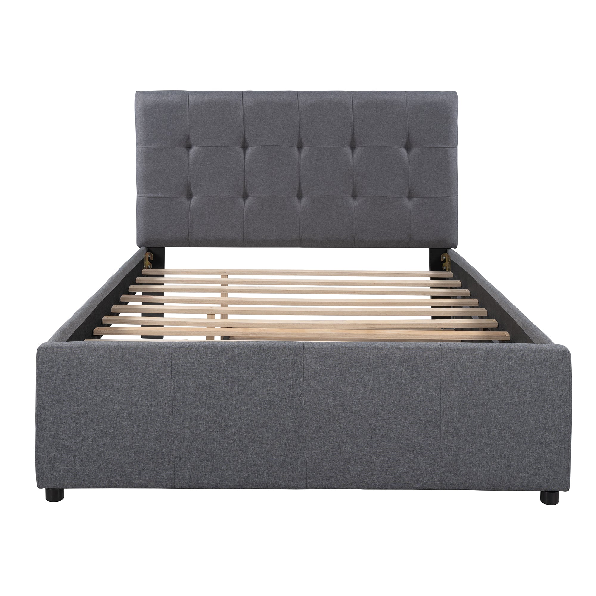 Linen Upholstered Bed Frame with Headboard and Trundle by: Alabama Beds