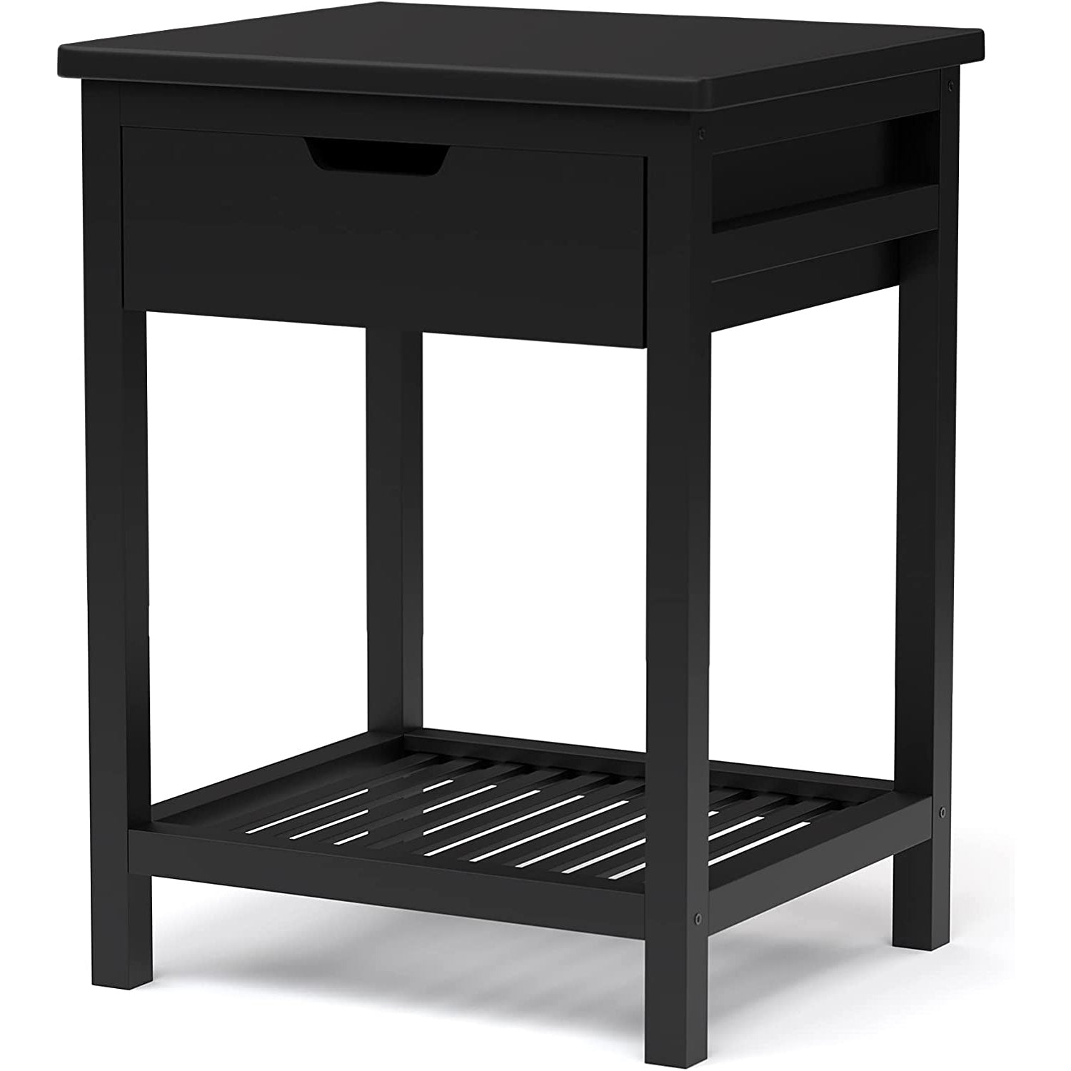 Black Square Bedside End Table with Drawer By: Alabama Beds