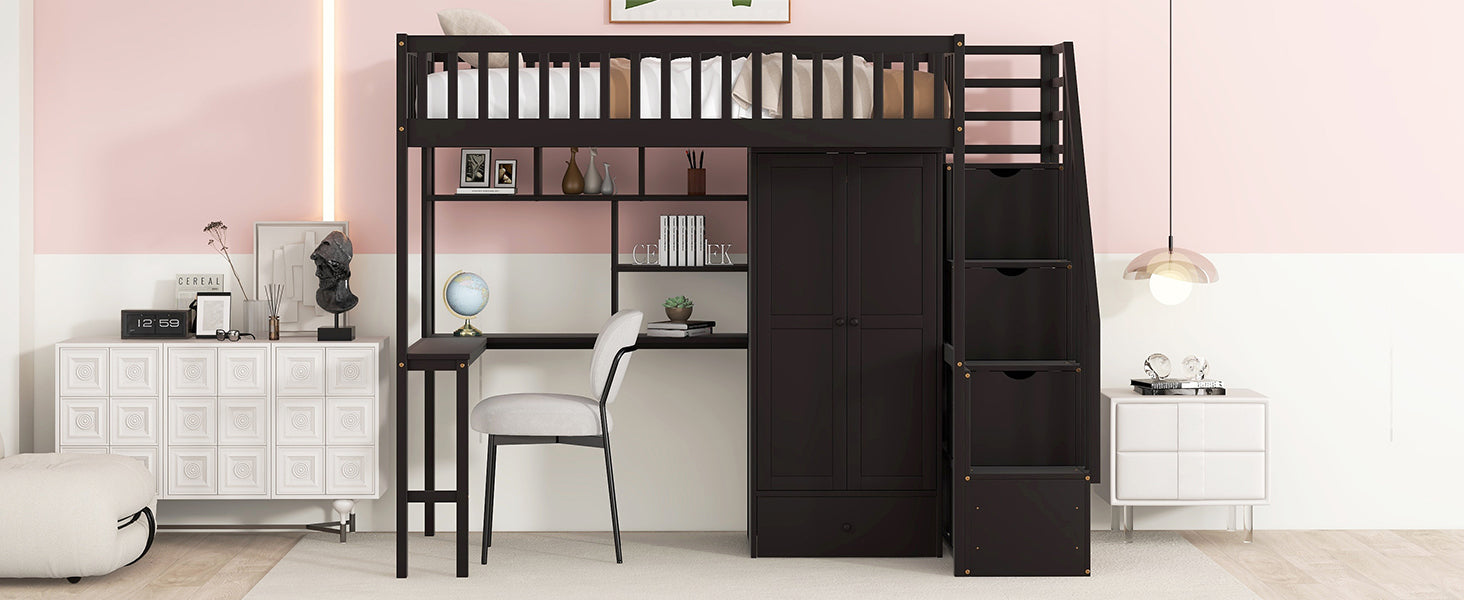 Twin Size Loft Espresso Bed Frame with Drawers By: Alabama Beds