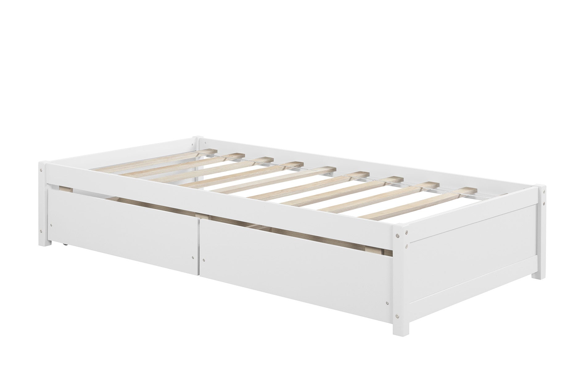 Solid Wood Twin-Size White Bed Frame with Drawers By: Alabama Beds