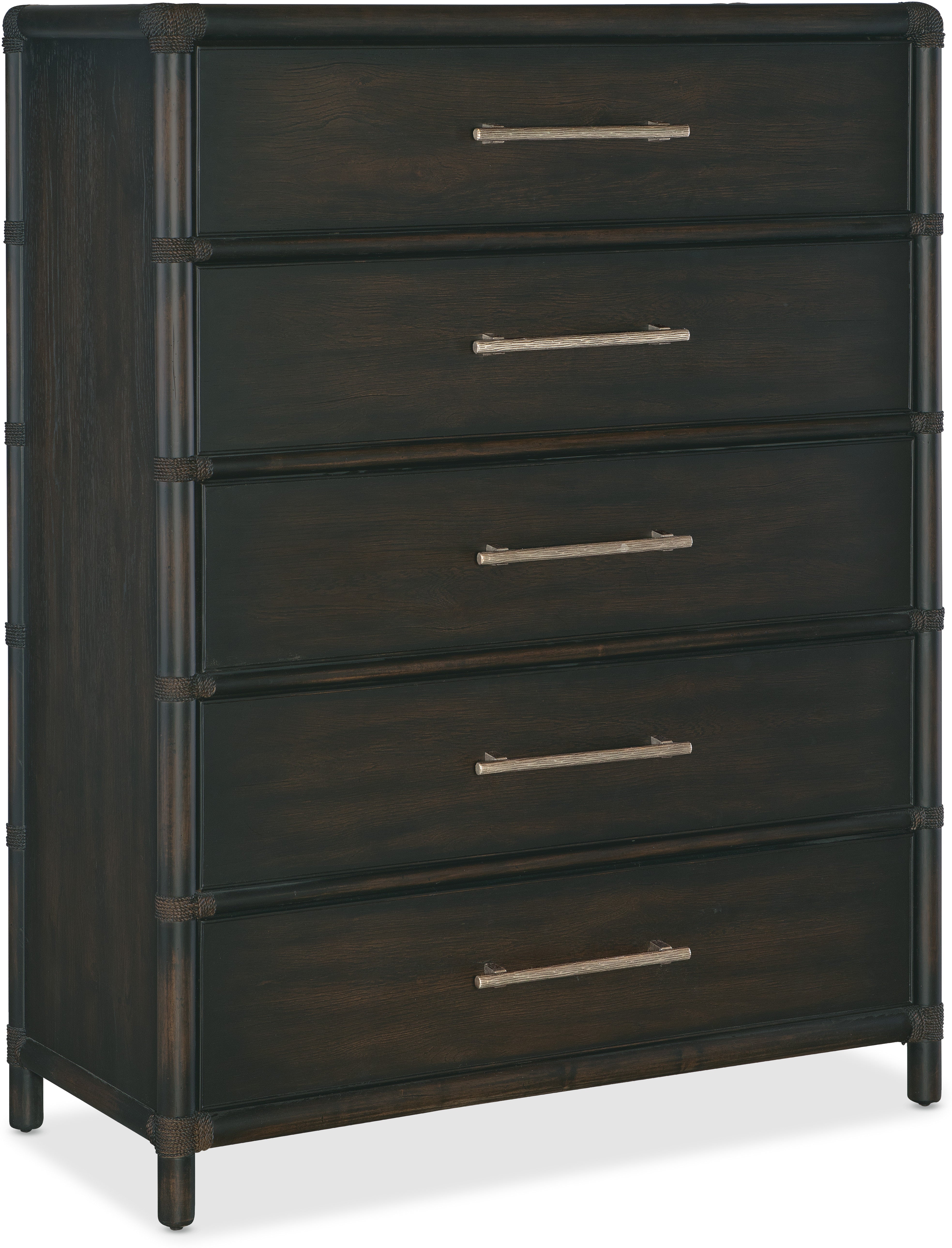 Hooker Furniture Retreat Pole Rattan Five Drawer Chest