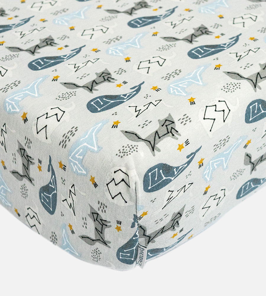 Bamboo Crib Sheets Whale Hush Gray