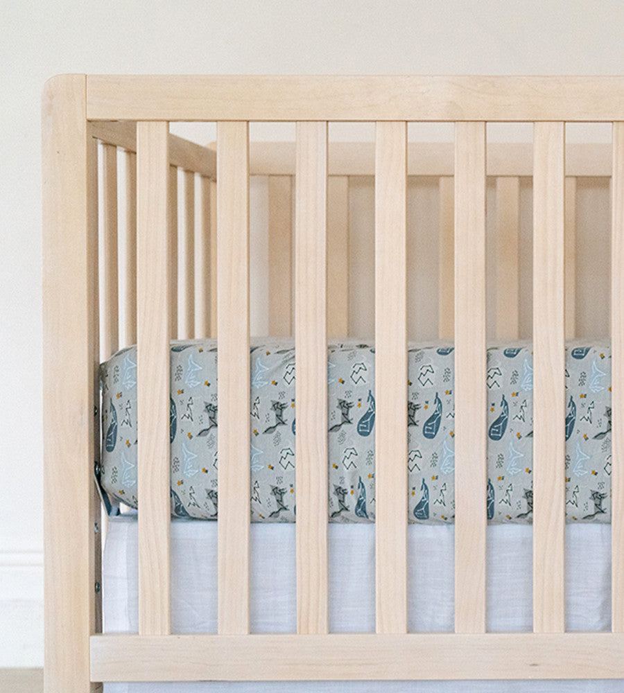 Bamboo Crib Sheets Whale Hush Gray