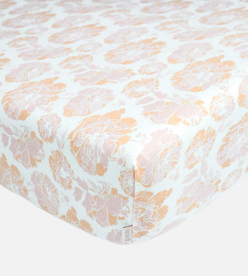 Bamboo Crib Sheets Floral Burst Vintage Blush