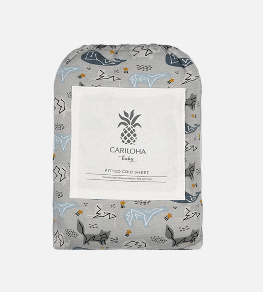 Bamboo Crib Sheets Whale Hush Gray