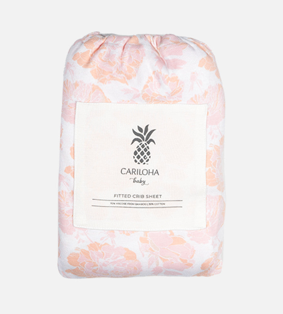 Bamboo Crib Sheets Floral Burst Vintage Blush