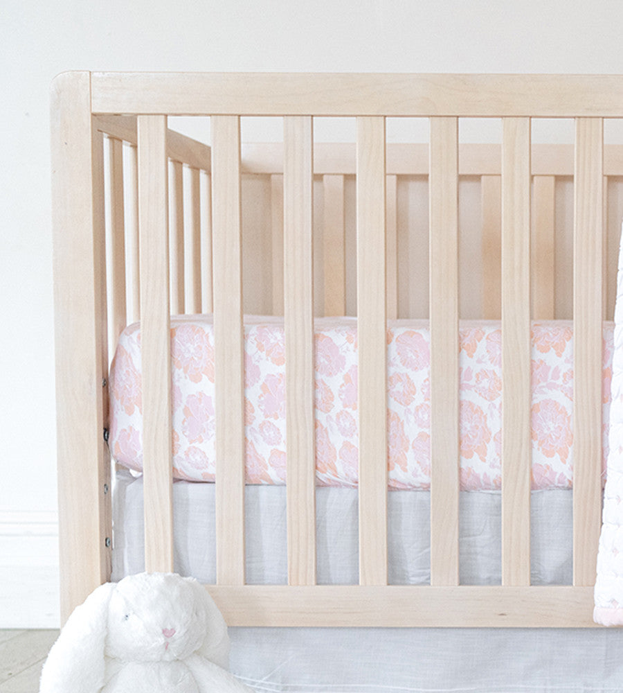 Bamboo Crib Sheets Floral Burst Vintage Blush