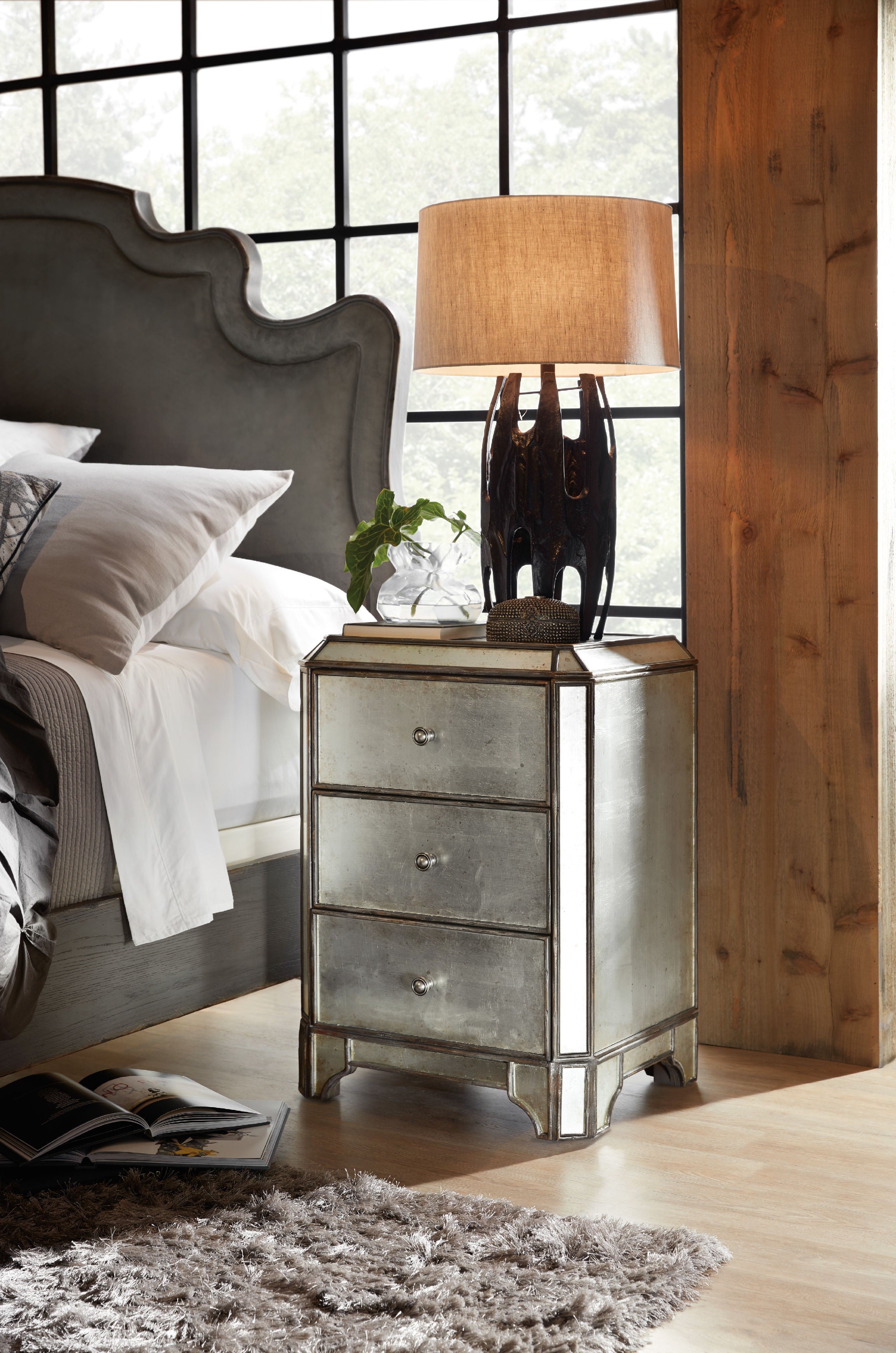 Hooker Furniture Arabella Mirrored Three Drawer Nightstand