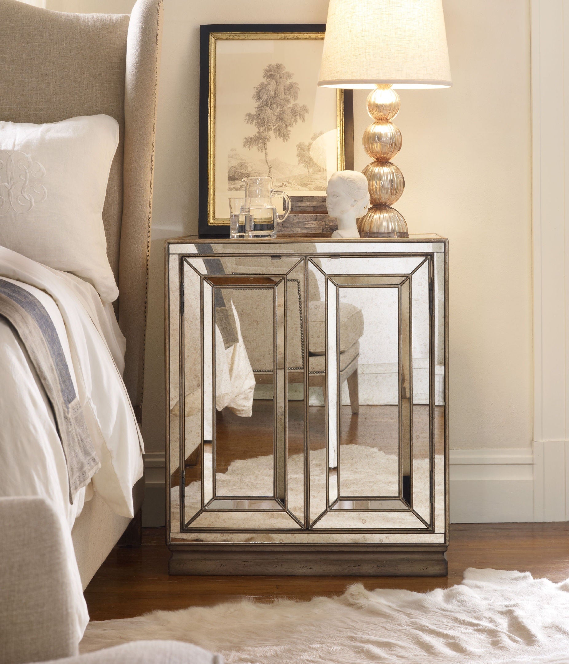 Hooker Furniture Sanctuary Two Door Mirrored Nightstand Visage