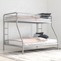 Metal Bunkbeds  Silver Metal Full