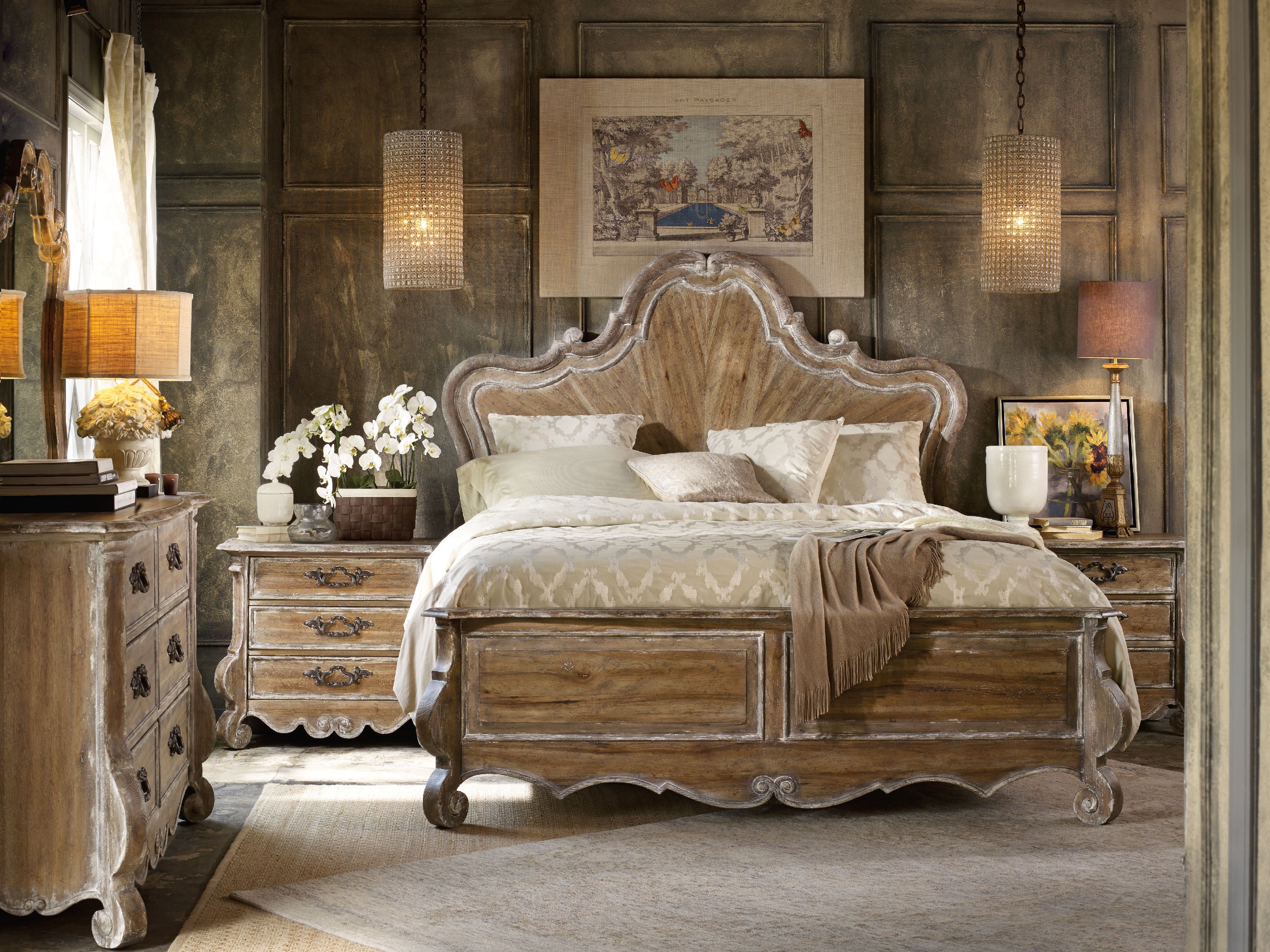 Hooker Furniture Bedroom Chatelet Wood Panel Headboard