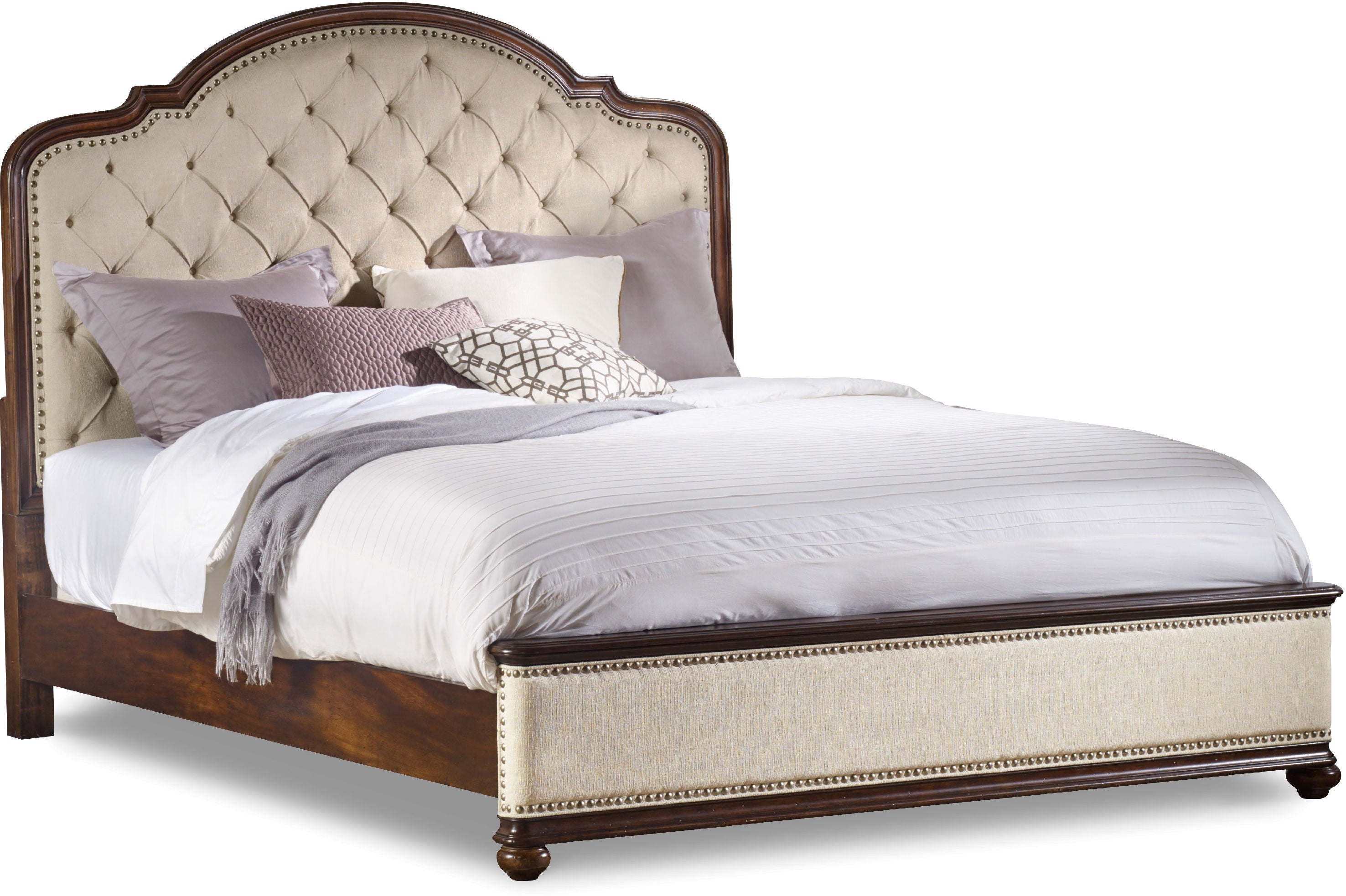 Hooker Furniture Bedroom Leesburg Queen Upholstered Bed with Wood Rails