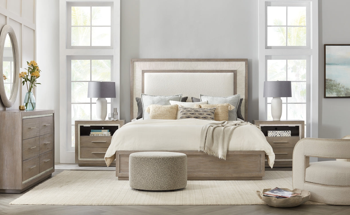 Hooker Furniture Bedroom Serenity Rookery Upholstered Panel Bed