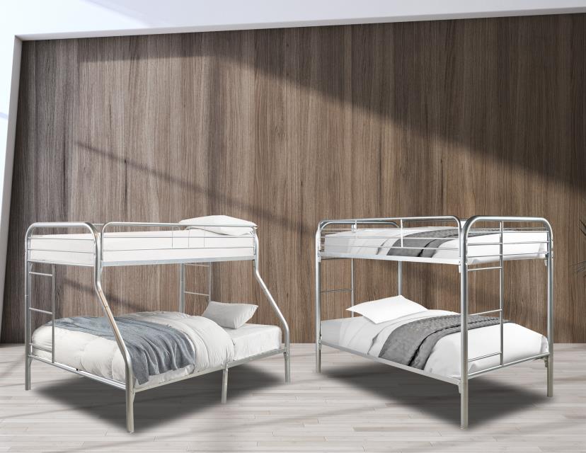 Metal Bunkbeds  Silver Metal Full