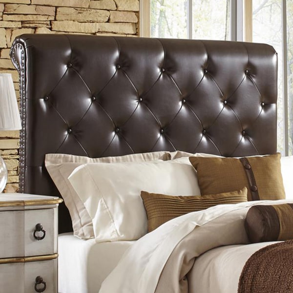 886-53 Queen Brown Roll Top Headboard