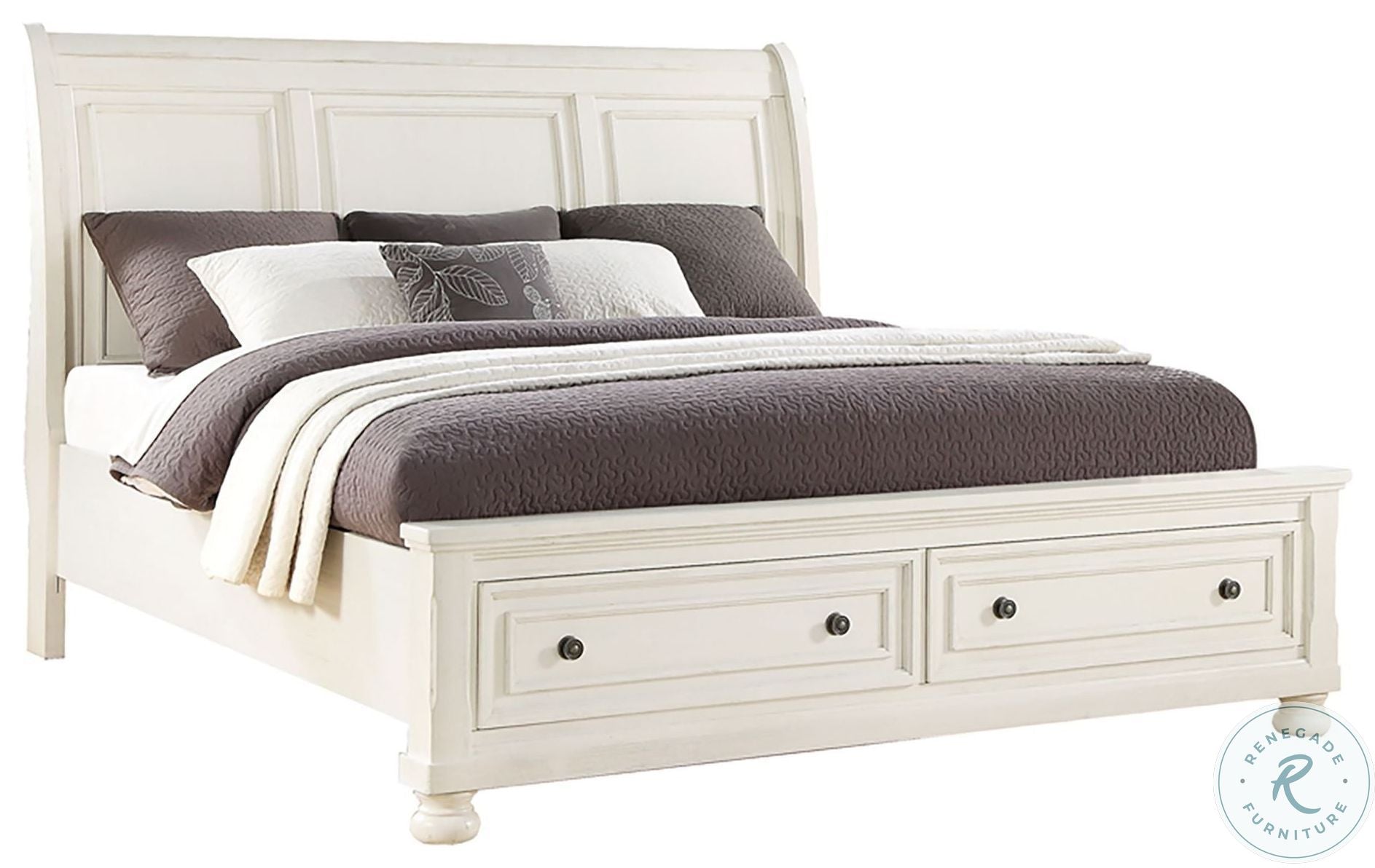 Stella Cream White King Sleigh Storage Bed by Avalon Furniture