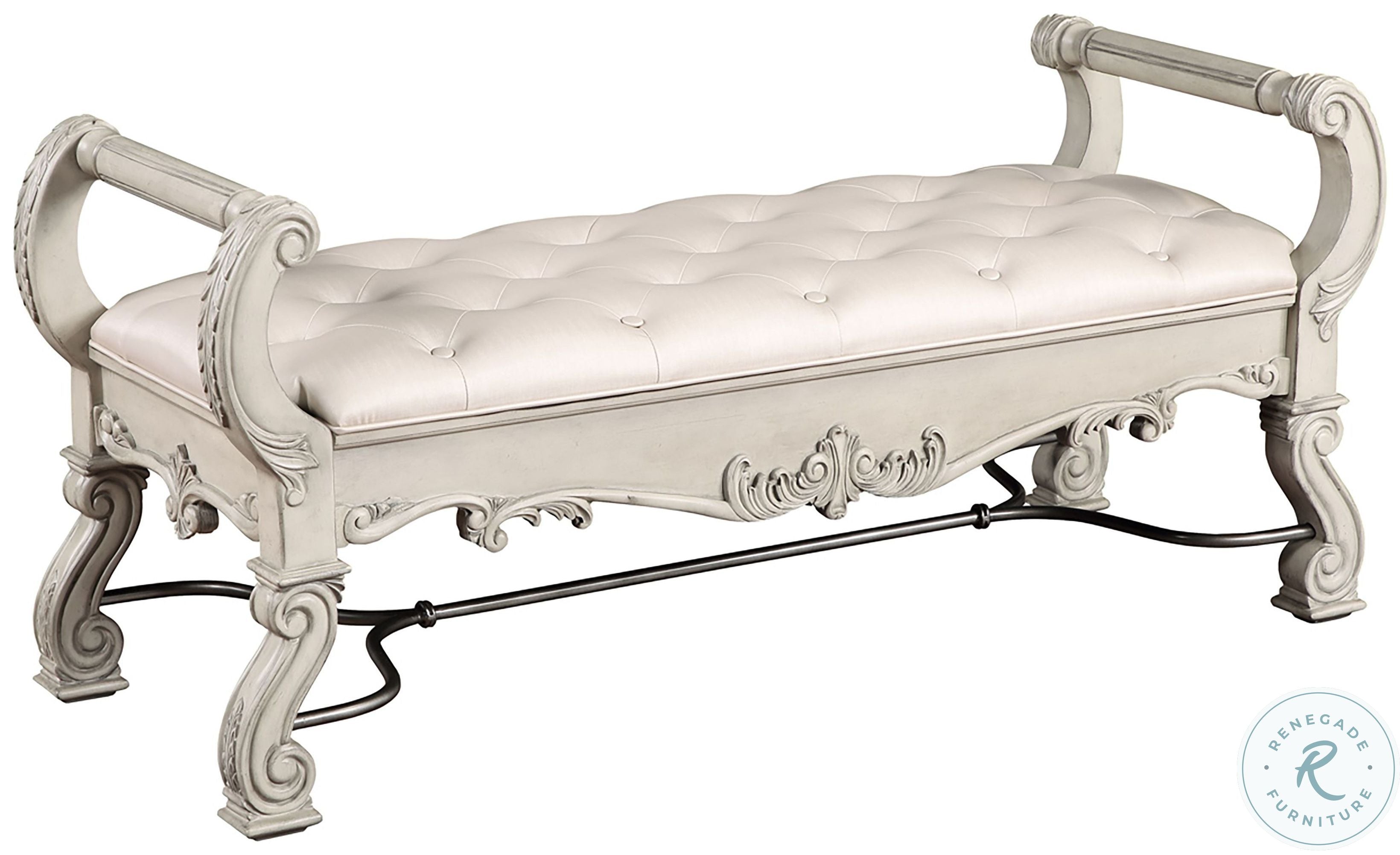 Grand Statement Antique White Bed Bench by Avalon Furniture