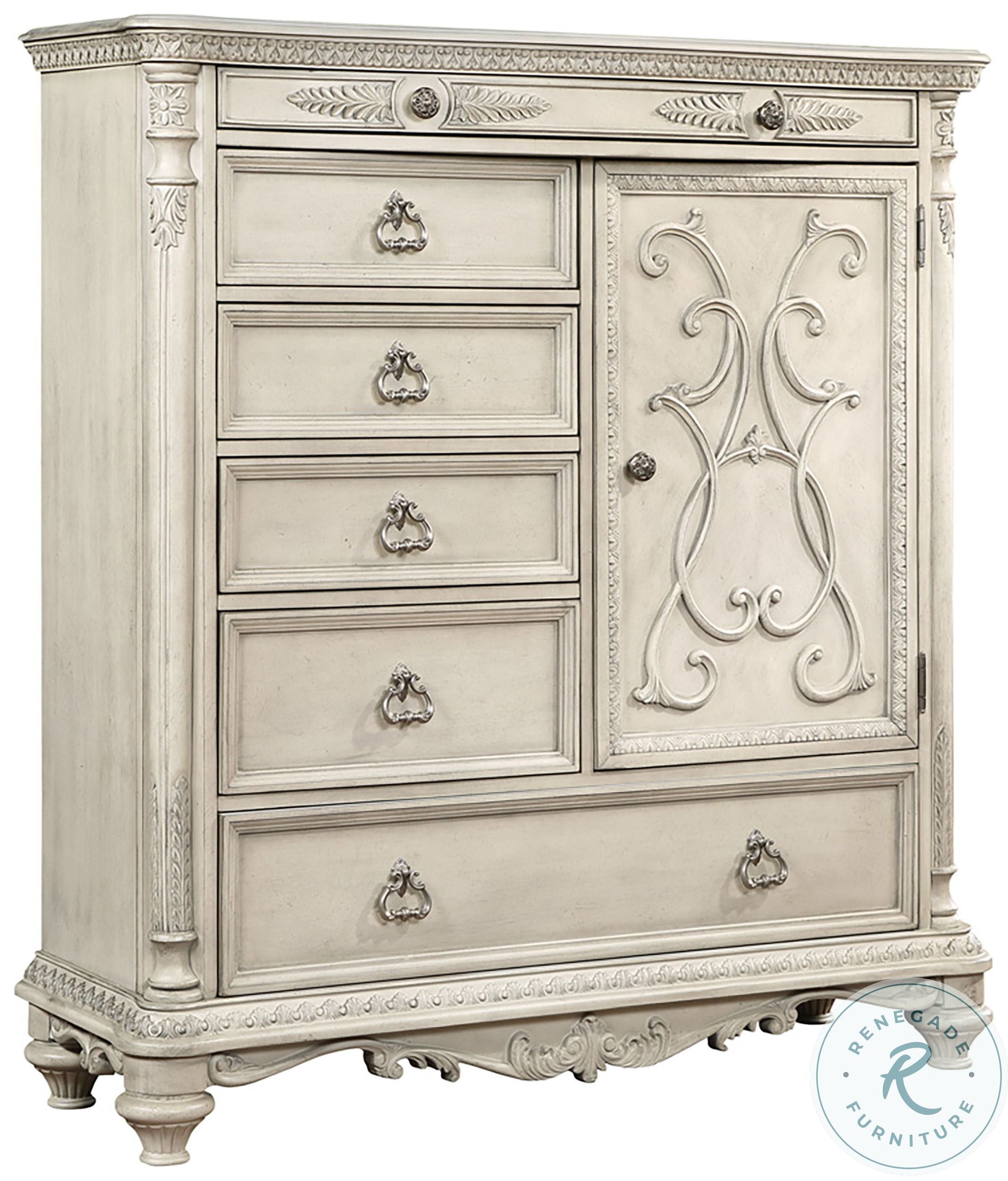 Grand Statement Antique White Large Gentlemens Chest by Avalon Furniture