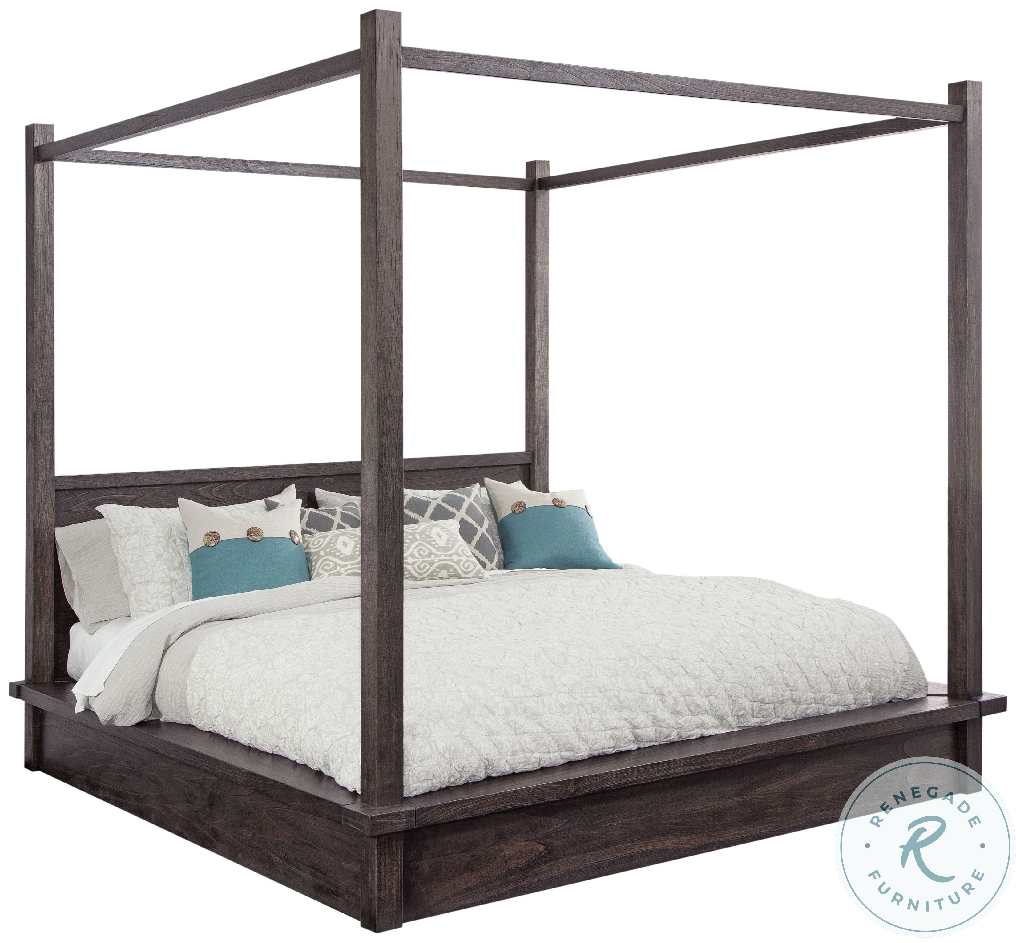 Sandblasted Mindi King Size Canopy Bed Frame in Brown By: Alabama Beds