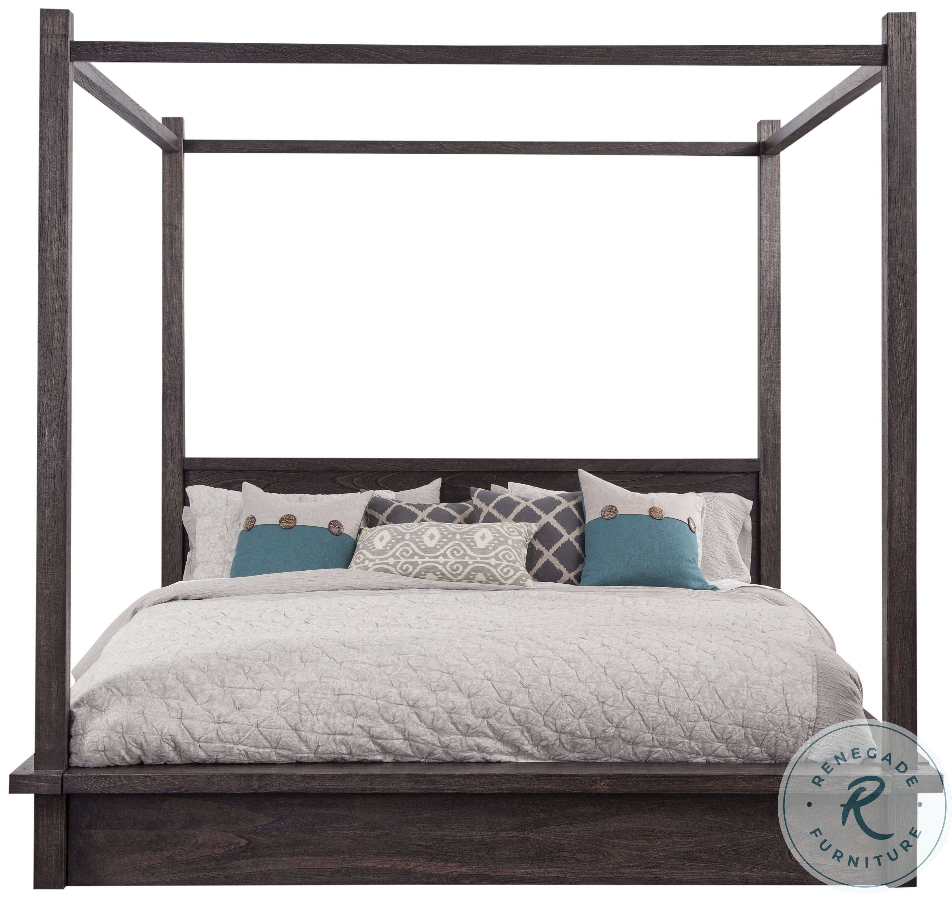 Sandblasted Mindi King Size Canopy Bed Frame in Brown By: Alabama Beds