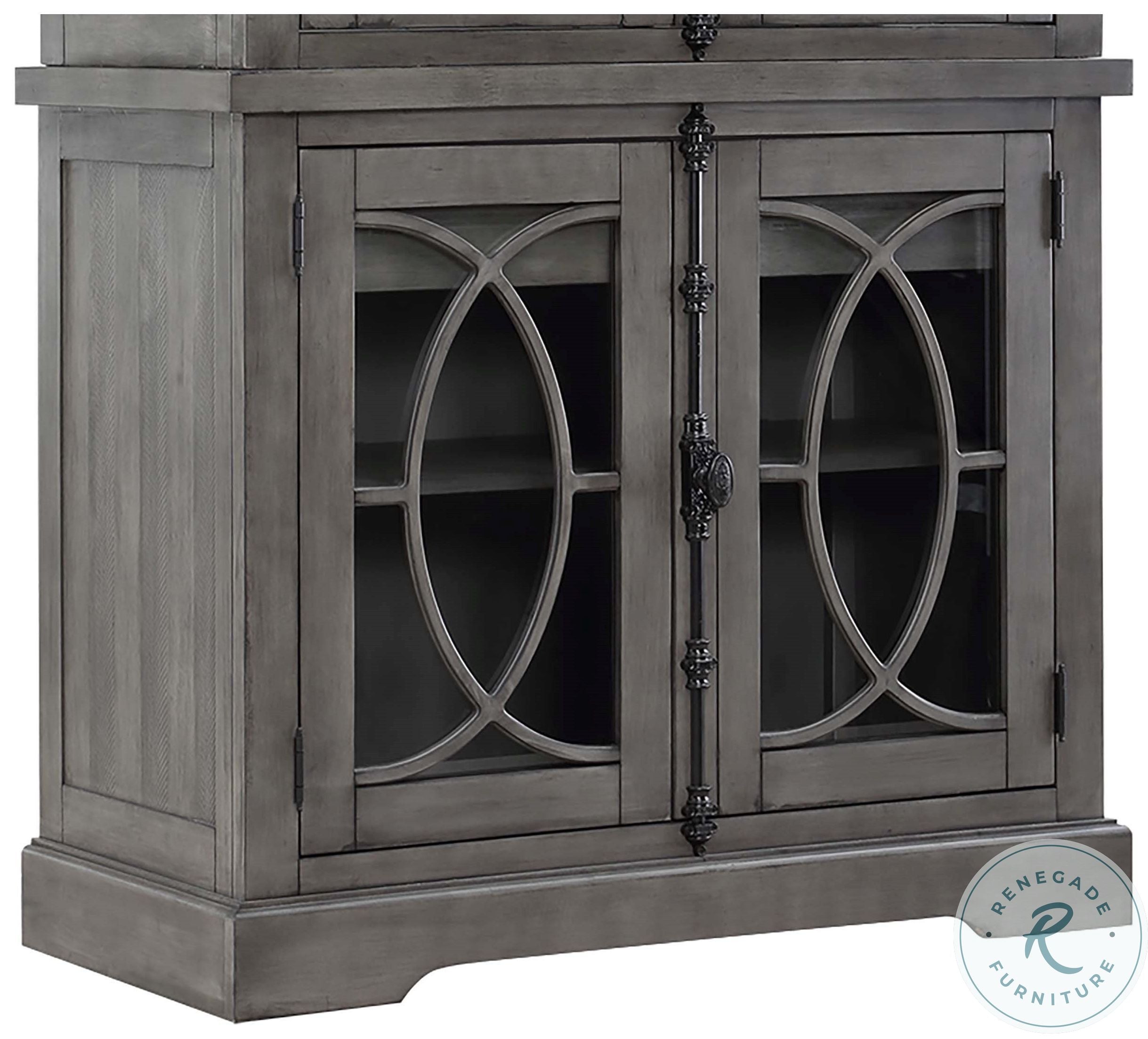 Distressed Grey Pine Solid Wood Curio Cabinet Base By: Alabama Beds