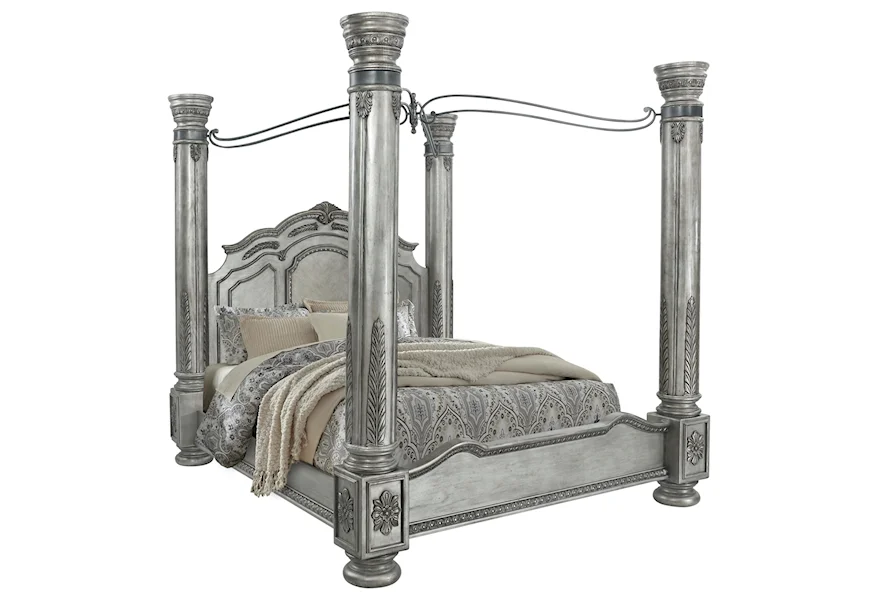 TRADITIONAL KING CANOPY BED WITH DETAILED MOLDING by Avalon Furniture