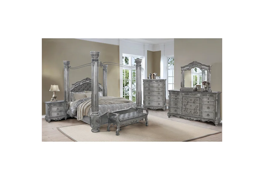 TRADITIONAL KING CANOPY BED WITH DETAILED MOLDING by Avalon Furniture