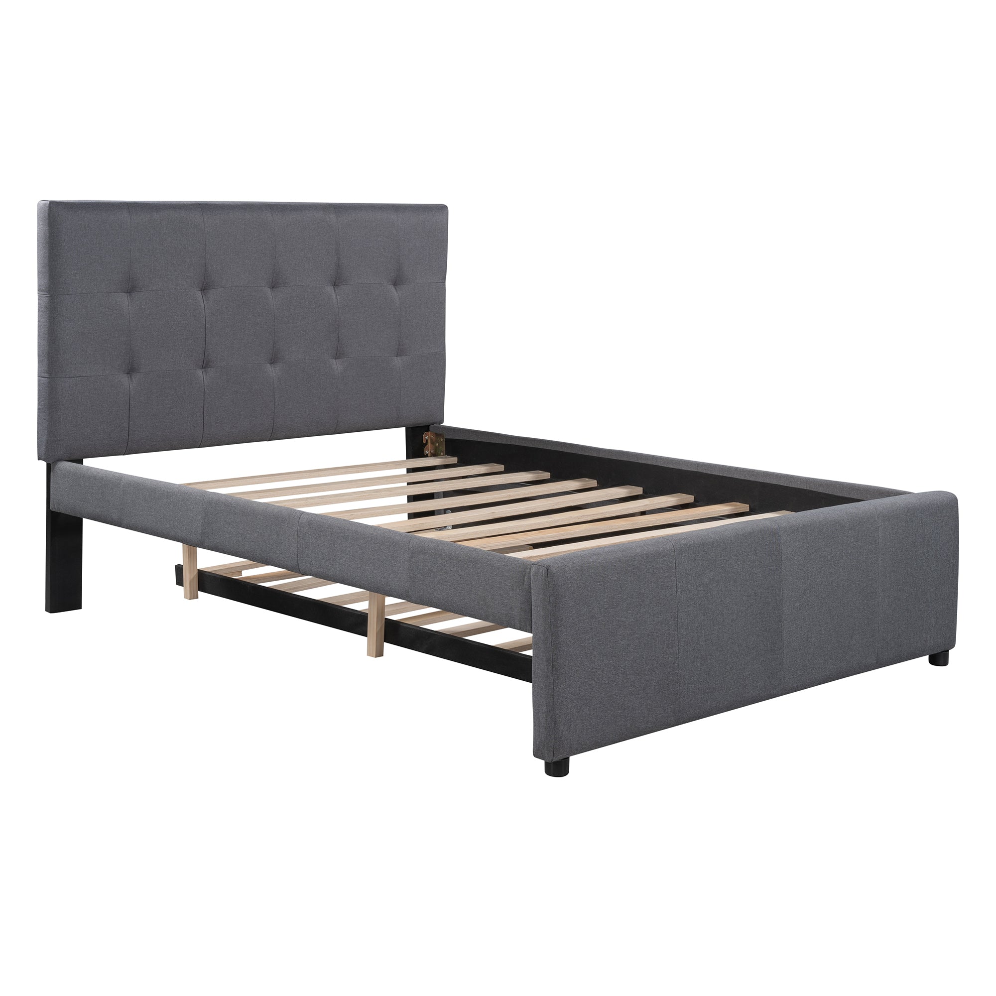 Linen Upholstered Bed Frame with Headboard and Trundle by: Alabama Beds