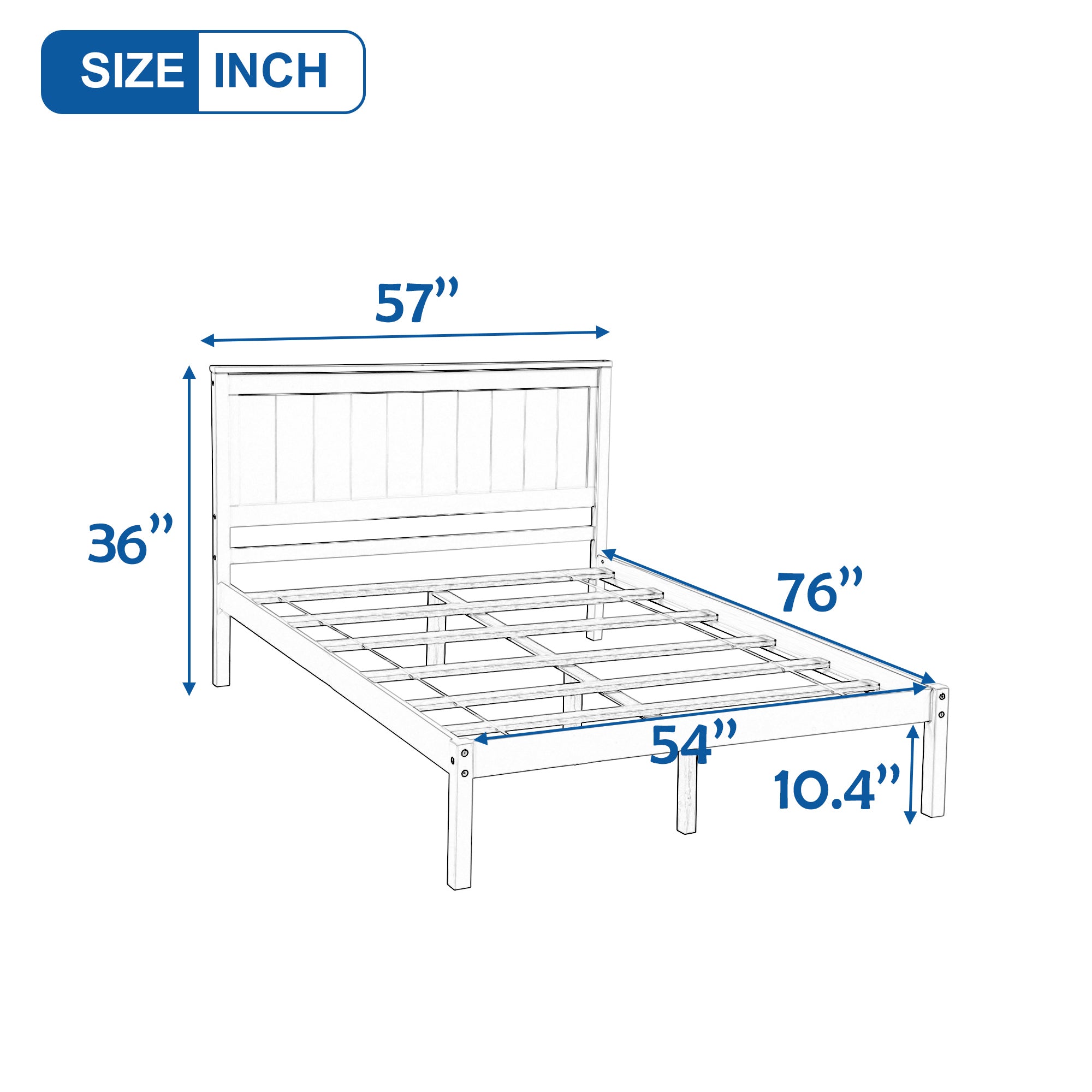 Pine Wood Platform Bed Frame with Headboard and Wood Slats by: Alabama Beds