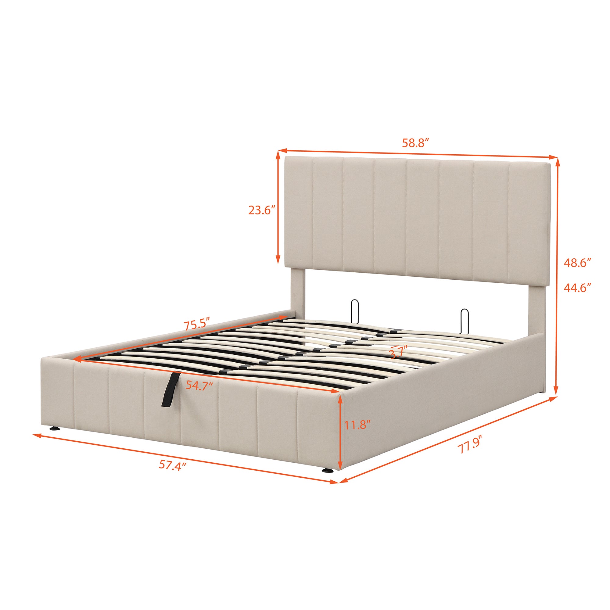 Full Upholstered Platform Bed with Hydraulic Storage By: Alabama Beds