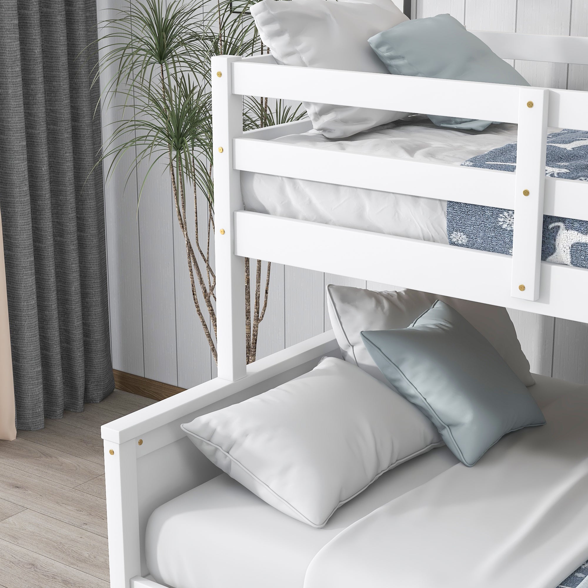 White bunk beds outlet with storage