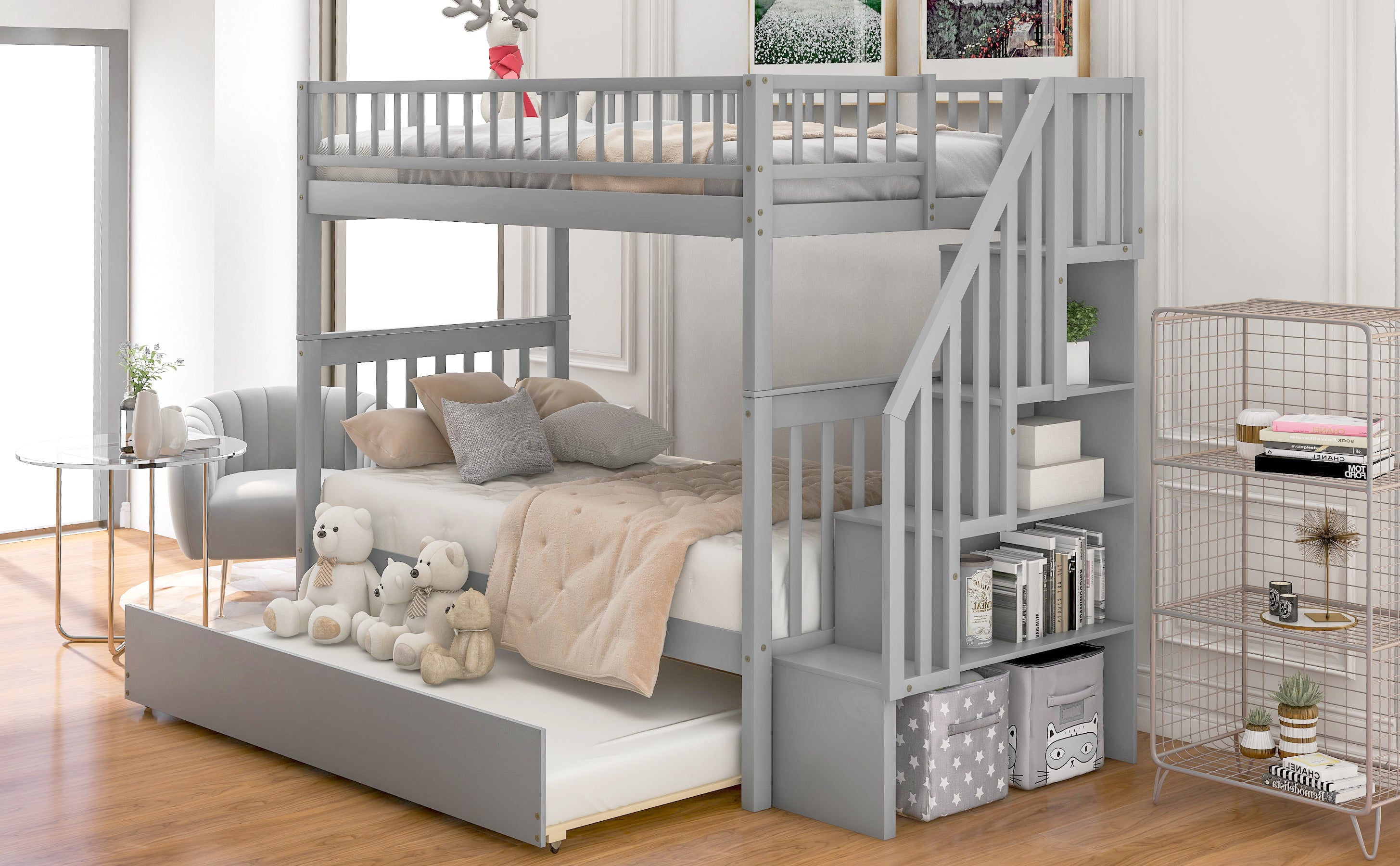 Trundle bunk bed clearance with desk