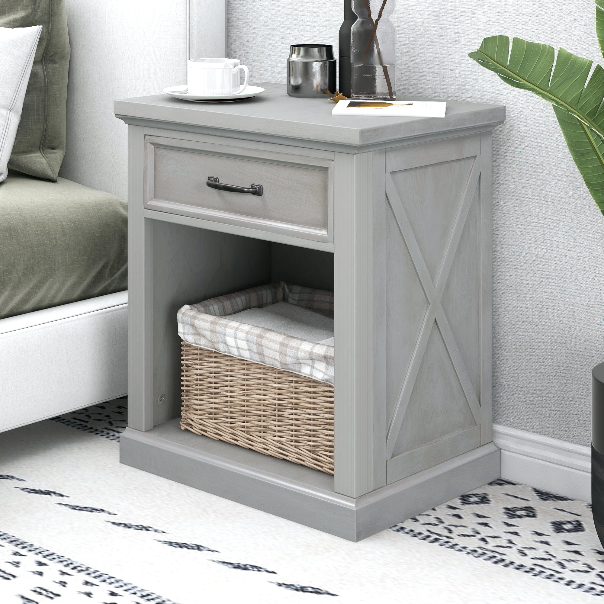 Modern Gray Nightstand for Bedroom Side Table By: Alabama Beds