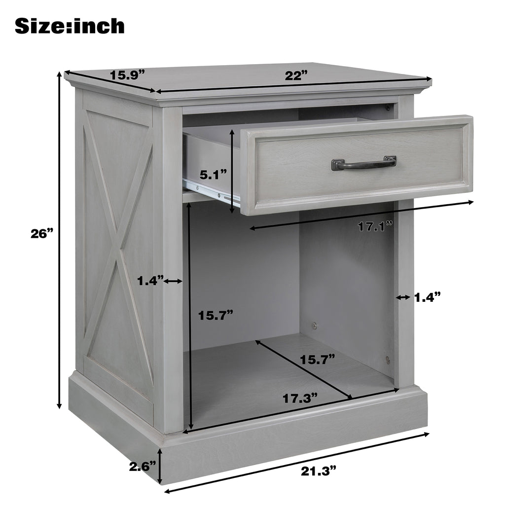 Modern Gray Nightstand for Bedroom Side Table By: Alabama Beds