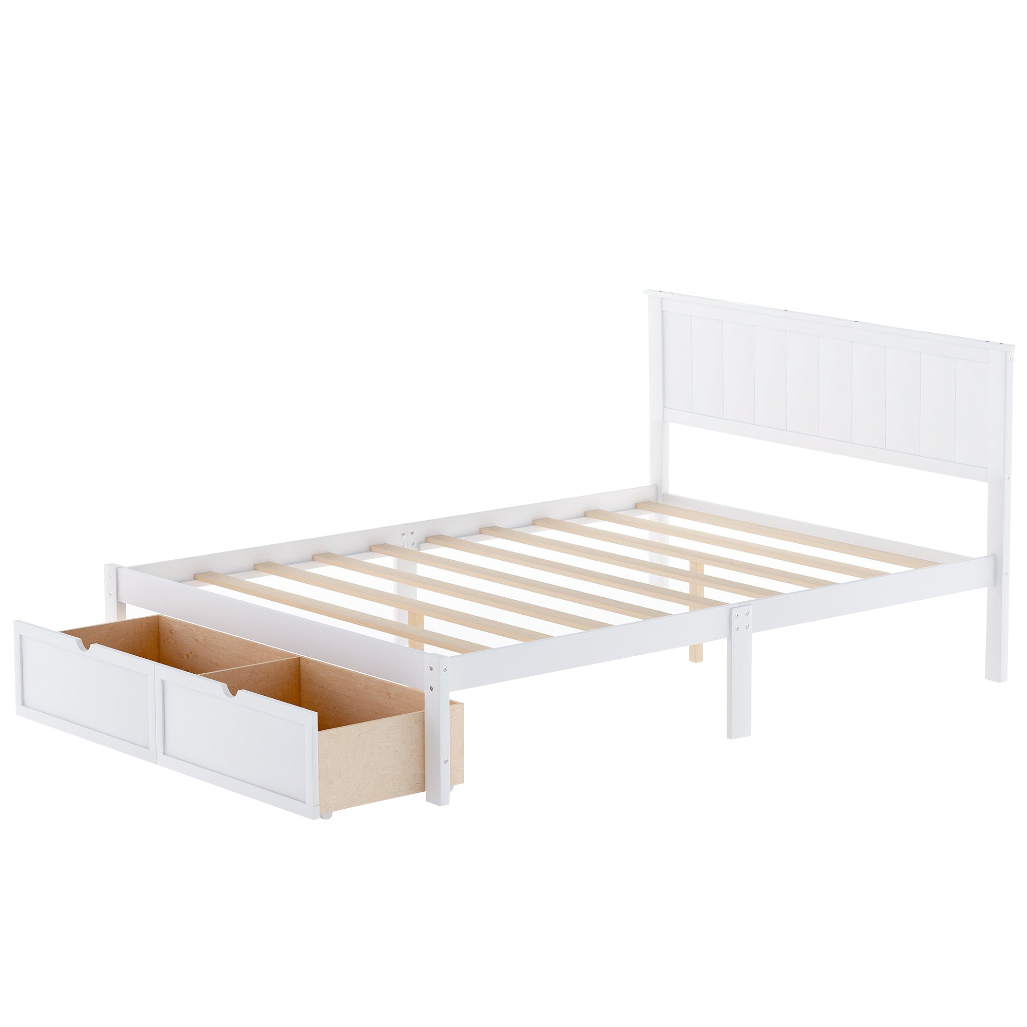 Full Size Wood Platform Bed Frame with Underbed Storage Drawers by: Alabama Beds