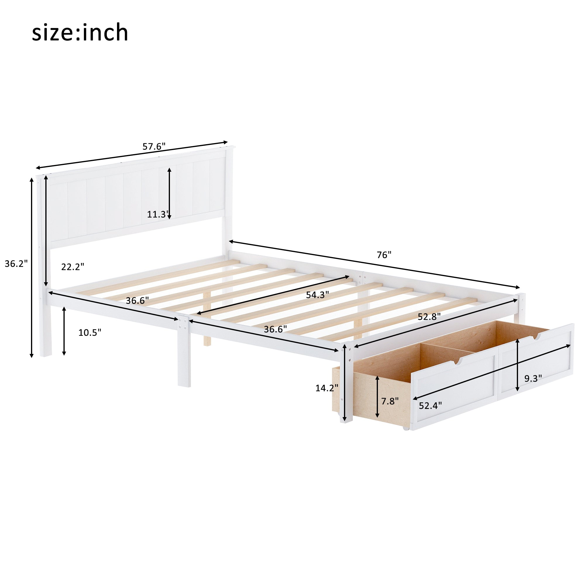 Full Size Wood Platform Bed Frame with Underbed Storage Drawers by: Alabama Beds