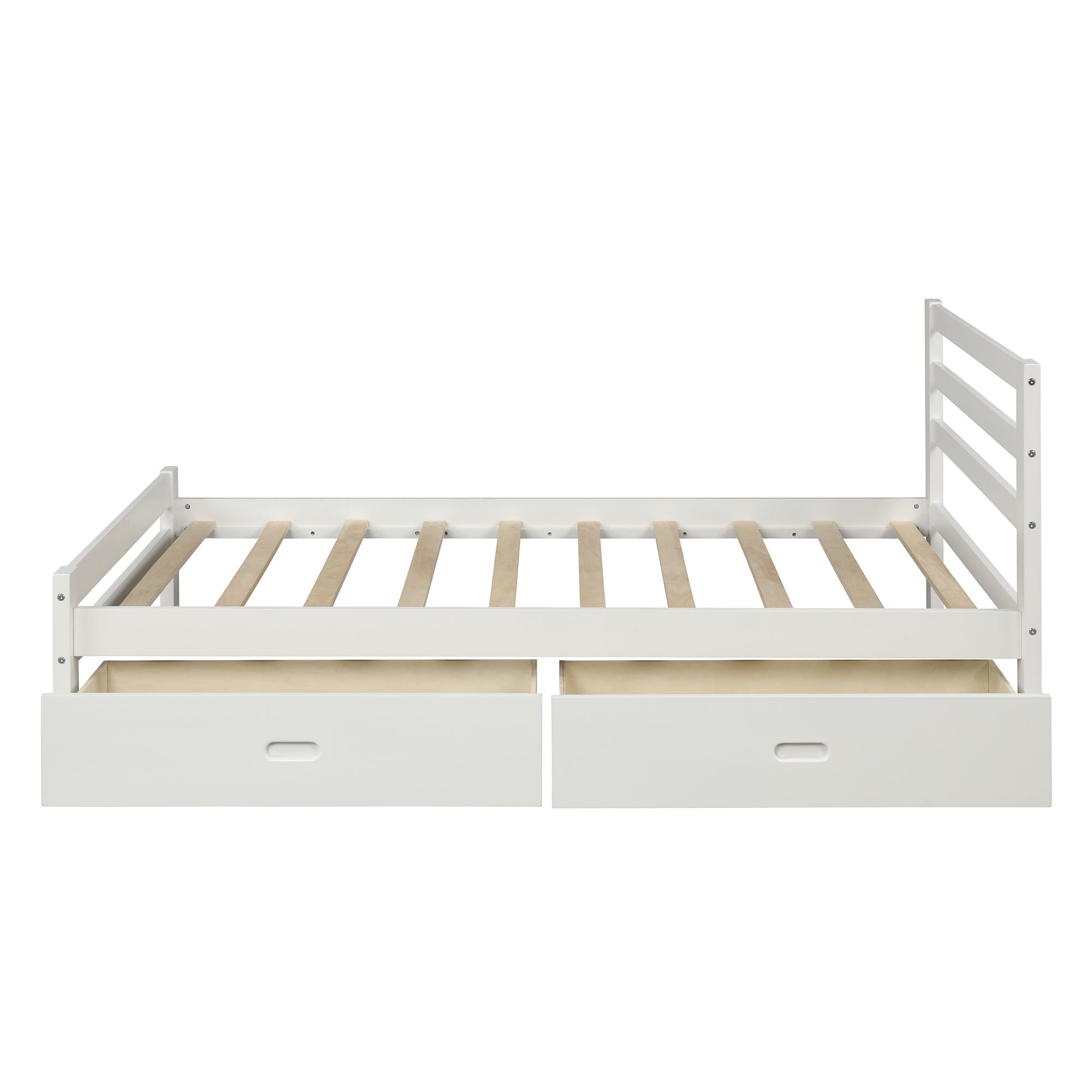 Full-Size Wood Platform Bed with Two Drawers in White by: Alabama Beds