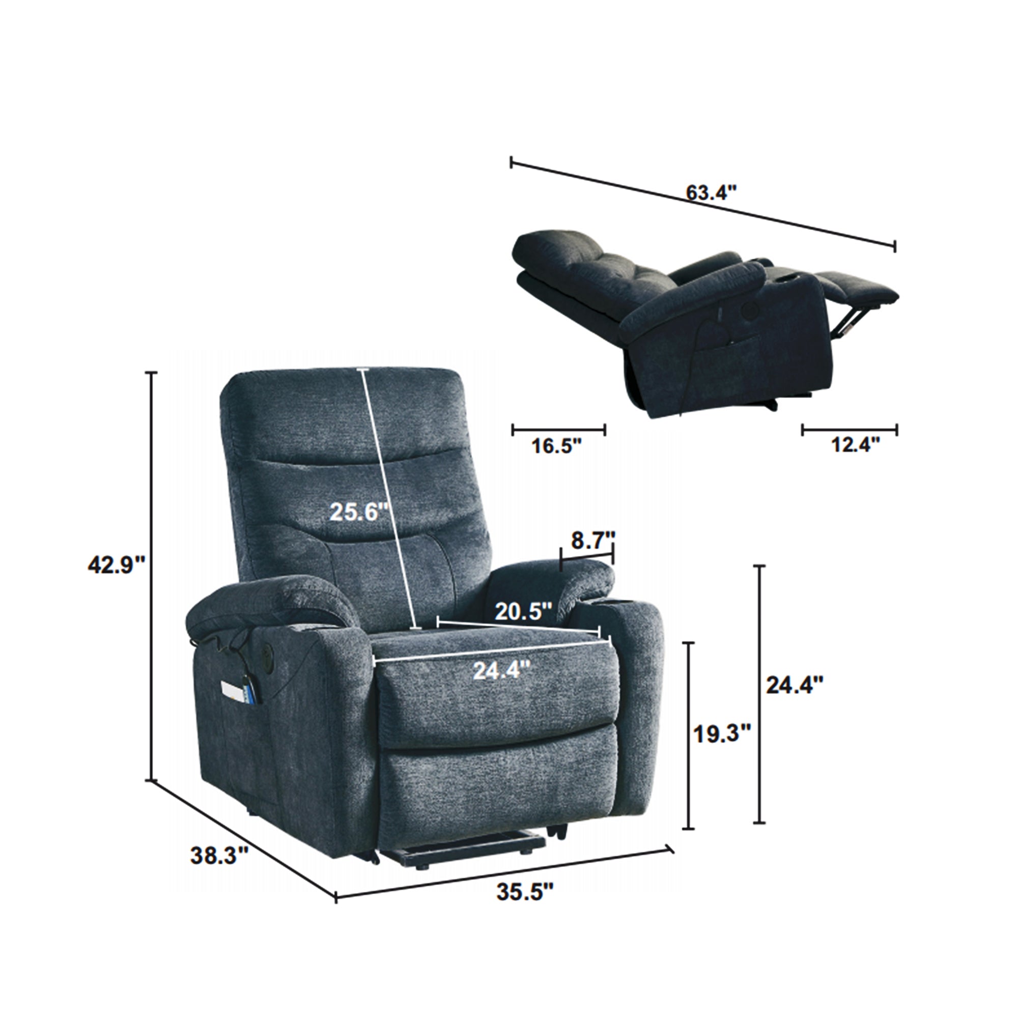 Liyasi Electric Power Recliner Relax Sofa Chair By: Alabama Beds